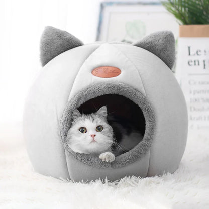Cozy Deep Sleep Cat Cave Bed – Warm Winter House with Removable Cushion for Cats and Small Dogs