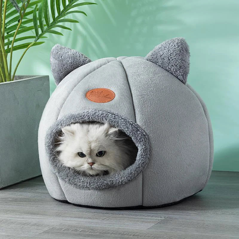 Cozy Deep Sleep Cat Cave Bed – Warm Winter House with Removable Cushion for Cats and Small Dogs